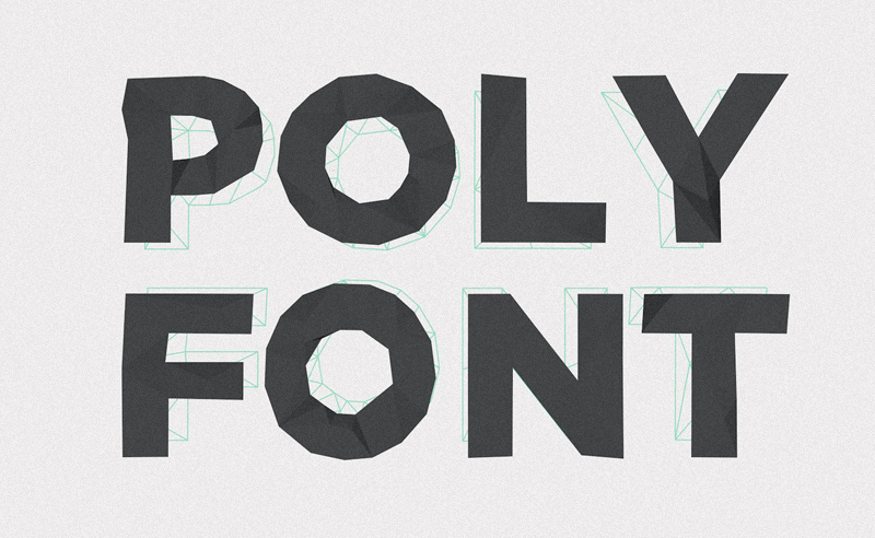 Fonts in polygonal web design, text in low poly